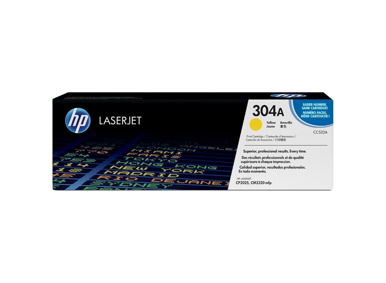 HP 304A (CC532A) Cartouche de toner HP LaserJet jaune d’or...