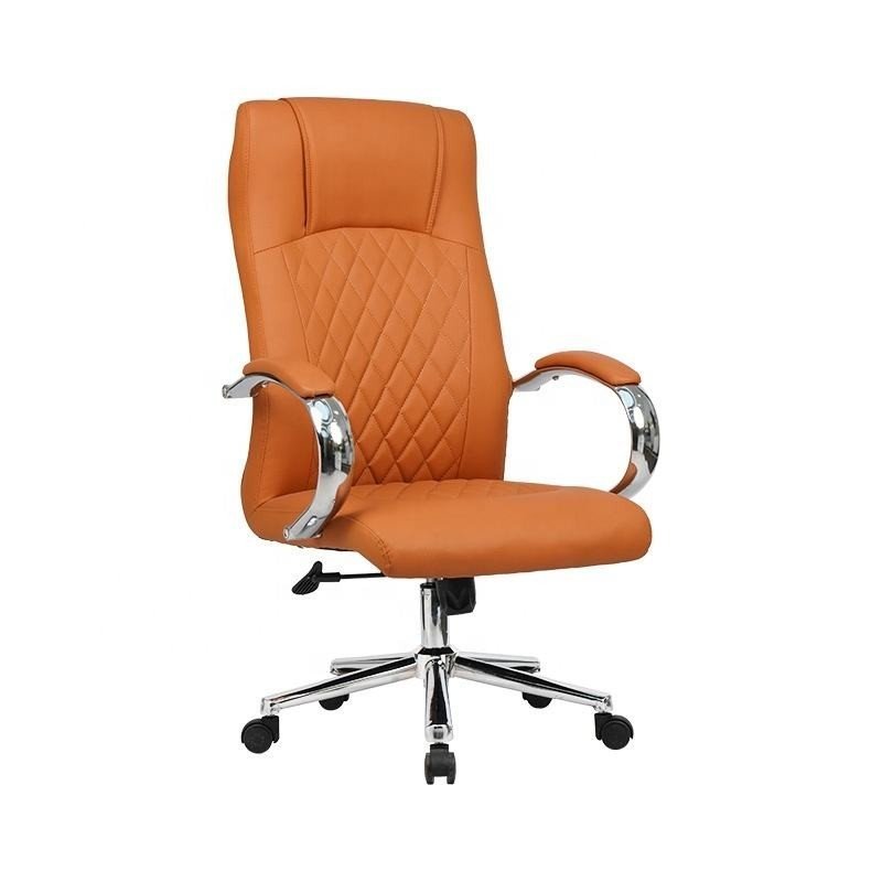 Chaise de bureaudirection en cuir orange luxueuse 
