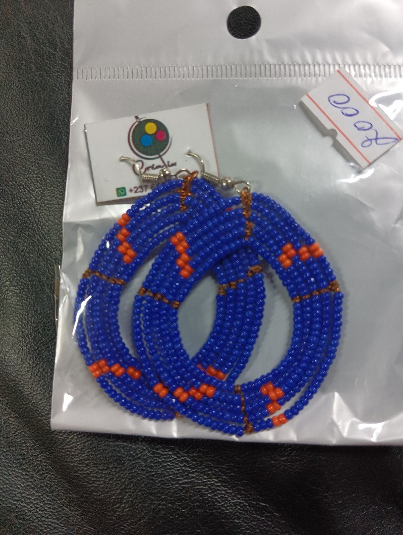 Boucles d’oreilles Massai Corail Indigo