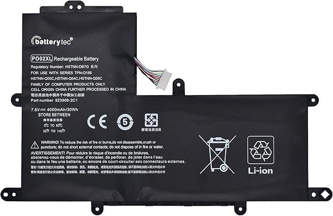 HP PO02XL Batterie Ordinateur Portable for HP Stream 11-R 11-R014WM 11-R010NR 11-Y 11-AH 11-AK 11-AH011WM Series P002XL 823908-1C1 824560-005 824536-850 HSTNN-IB7G HSTNN-DB7G TPN-Q166 823908-2C1 PO02037XL-PL 7.6V 37Wh