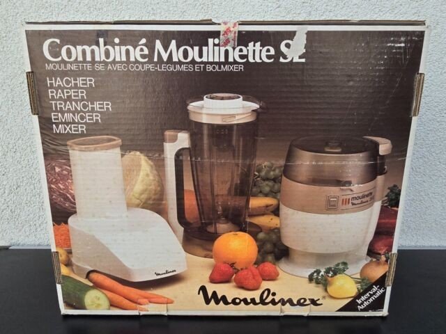 Moulinette Moulinex SE robot culinaire, mixeur, râpe, hachoir le tout dans son emballage d'origine Moulinex avec coupe legumes et bolmixer