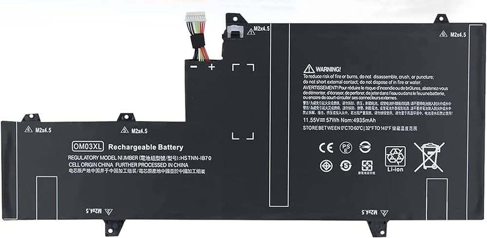 BATTERIE ORDINATEUR PORTABLE - OM03XL POUR LAPTOPS HP EliteB...
